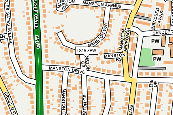 LS15 8BW map - OS OpenMap – Local (Ordnance Survey)