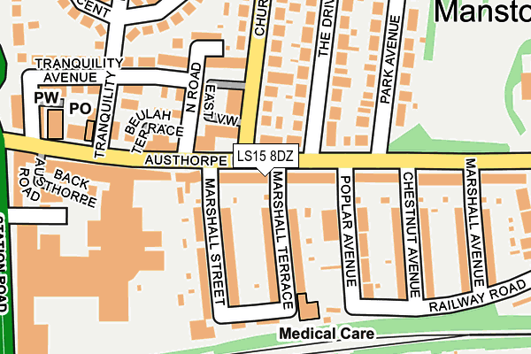 LS15 8DZ map - OS OpenMap – Local (Ordnance Survey)