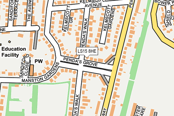 LS15 8HE map - OS OpenMap – Local (Ordnance Survey)