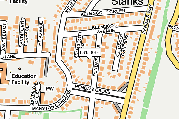 LS15 8HF map - OS OpenMap – Local (Ordnance Survey)