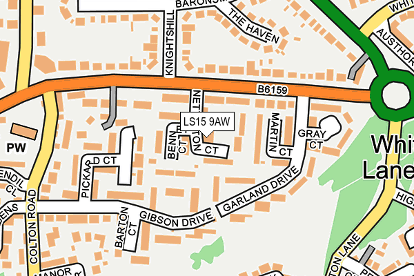 LS15 9AW map - OS OpenMap – Local (Ordnance Survey)