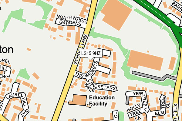 LS15 9HZ map - OS OpenMap – Local (Ordnance Survey)