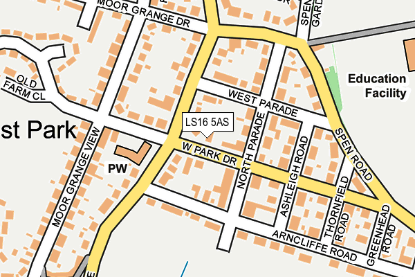 LS16 5AS map - OS OpenMap – Local (Ordnance Survey)