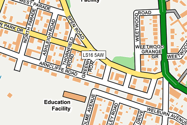 LS16 5AW map - OS OpenMap – Local (Ordnance Survey)