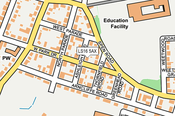 LS16 5AX map - OS OpenMap – Local (Ordnance Survey)