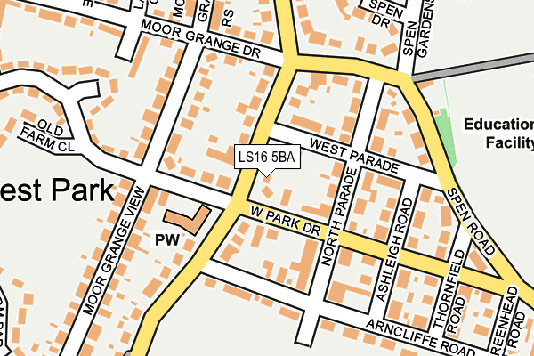 LS16 5BA map - OS OpenMap – Local (Ordnance Survey)