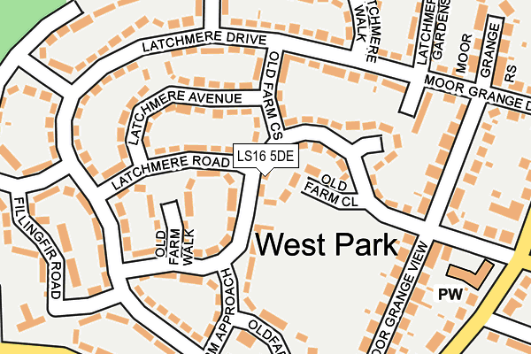 LS16 5DE map - OS OpenMap – Local (Ordnance Survey)