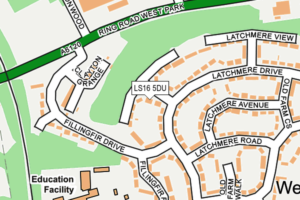 LS16 5DU map - OS OpenMap – Local (Ordnance Survey)