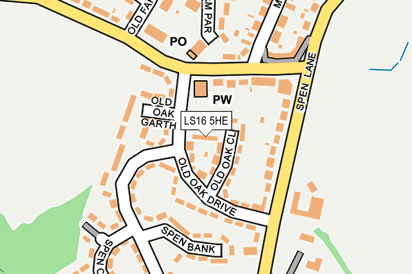 LS16 5HE map - OS OpenMap – Local (Ordnance Survey)