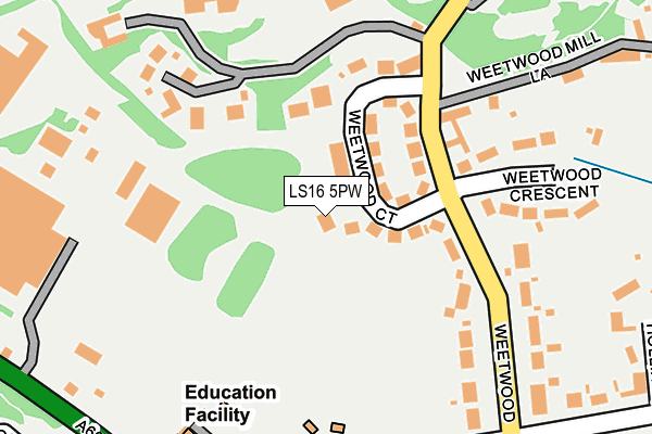 LS16 5PW map - OS OpenMap – Local (Ordnance Survey)