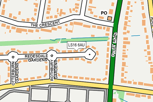 LS16 6AU map - OS OpenMap – Local (Ordnance Survey)