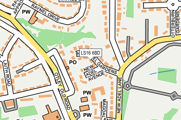 LS16 6BD map - OS OpenMap – Local (Ordnance Survey)