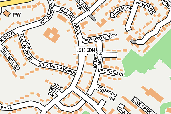 LS16 6DN map - OS OpenMap – Local (Ordnance Survey)