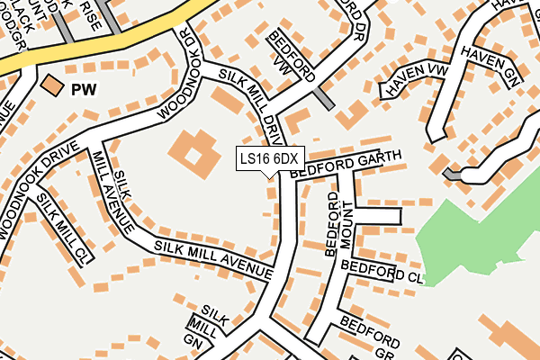 LS16 6DX map - OS OpenMap – Local (Ordnance Survey)