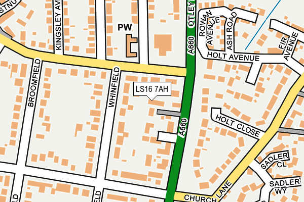 LS16 7AH map - OS OpenMap – Local (Ordnance Survey)