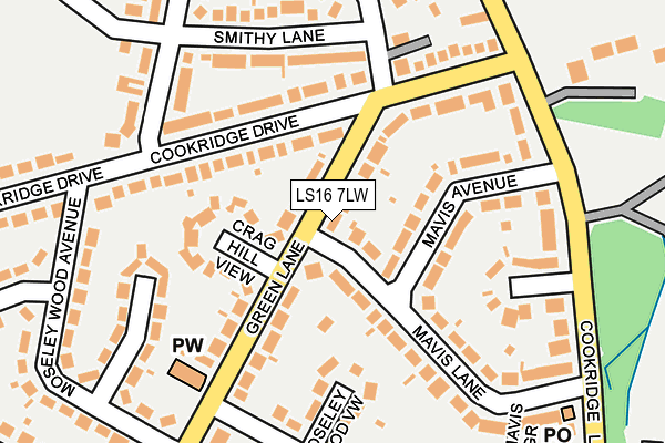 LS16 7LW map - OS OpenMap – Local (Ordnance Survey)