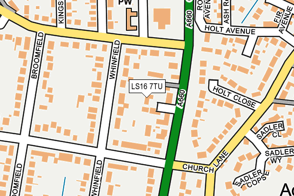 LS16 7TU map - OS OpenMap – Local (Ordnance Survey)