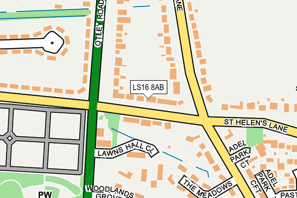 LS16 8AB map - OS OpenMap – Local (Ordnance Survey)