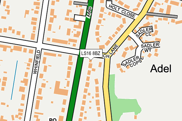 LS16 8BZ map - OS OpenMap – Local (Ordnance Survey)