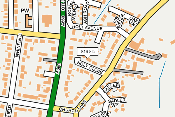 LS16 8DJ map - OS OpenMap – Local (Ordnance Survey)