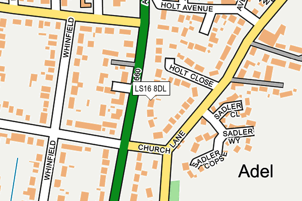 LS16 8DL map - OS OpenMap – Local (Ordnance Survey)
