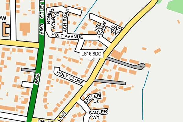 LS16 8DQ map - OS OpenMap – Local (Ordnance Survey)
