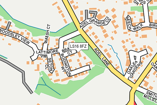 LS16 8FZ map - OS OpenMap – Local (Ordnance Survey)