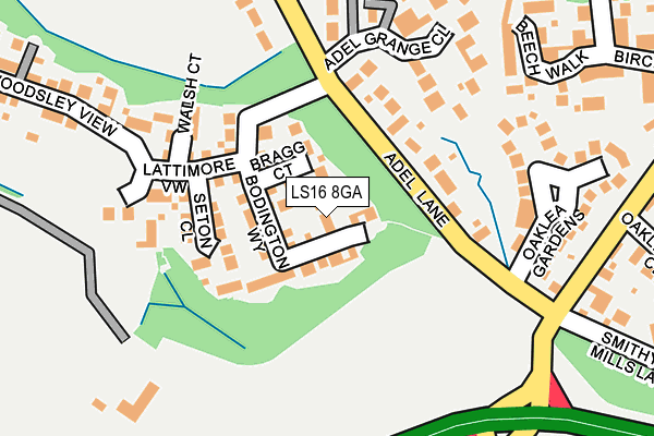 LS16 8GA map - OS OpenMap – Local (Ordnance Survey)
