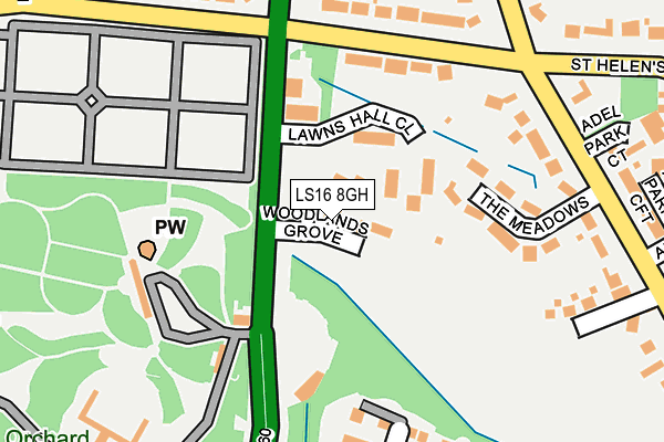 LS16 8GH map - OS OpenMap – Local (Ordnance Survey)