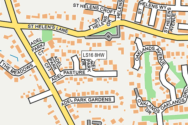 LS16 8HW map - OS OpenMap – Local (Ordnance Survey)