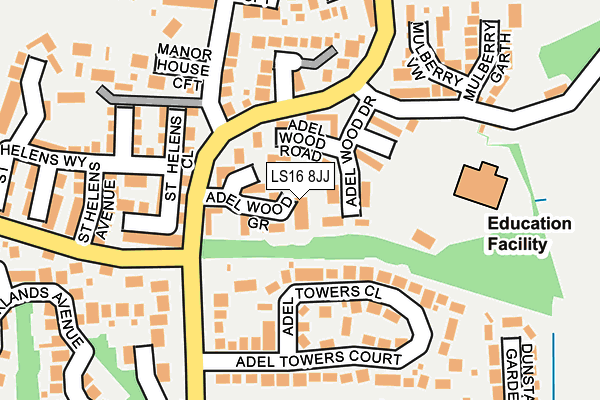 LS16 8JJ map - OS OpenMap – Local (Ordnance Survey)