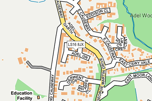 LS16 8JX map - OS OpenMap – Local (Ordnance Survey)