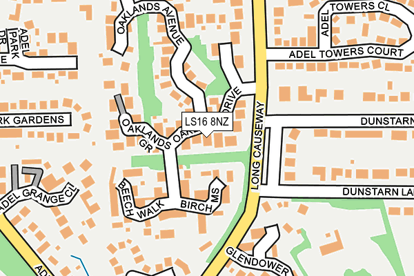 LS16 8NZ map - OS OpenMap – Local (Ordnance Survey)