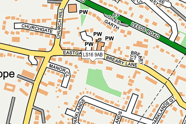 LS16 9AB map - OS OpenMap – Local (Ordnance Survey)