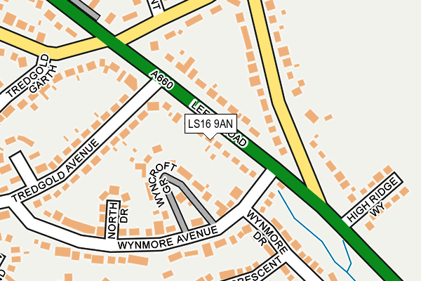 LS16 9AN map - OS OpenMap – Local (Ordnance Survey)