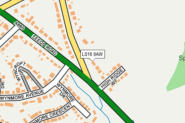 LS16 9AW map - OS OpenMap – Local (Ordnance Survey)