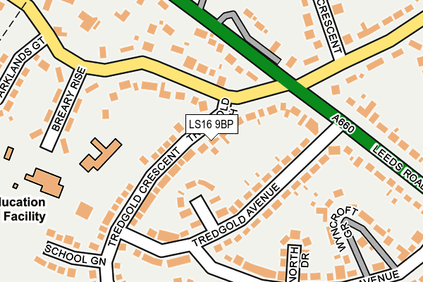 LS16 9BP map - OS OpenMap – Local (Ordnance Survey)