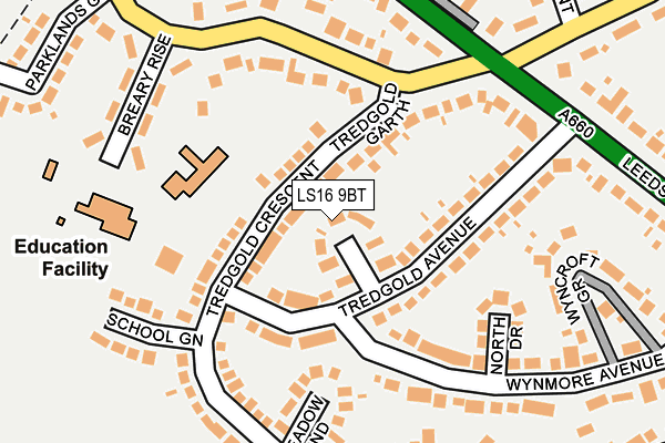 LS16 9BT map - OS OpenMap – Local (Ordnance Survey)