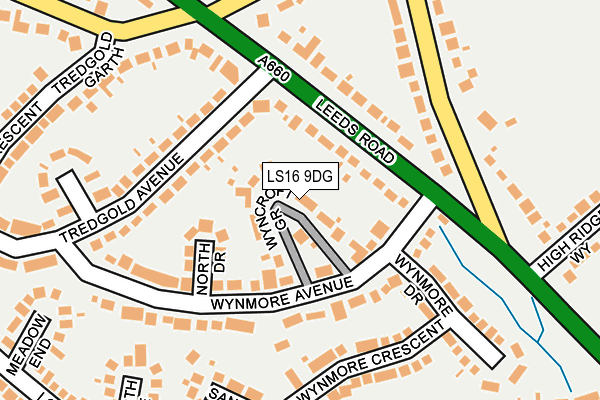 LS16 9DG map - OS OpenMap – Local (Ordnance Survey)