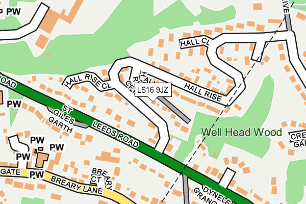 LS16 9JZ map - OS OpenMap – Local (Ordnance Survey)