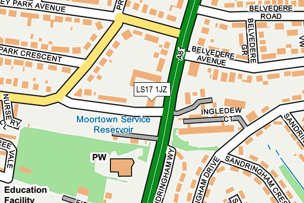 LS17 1JZ map - OS OpenMap – Local (Ordnance Survey)