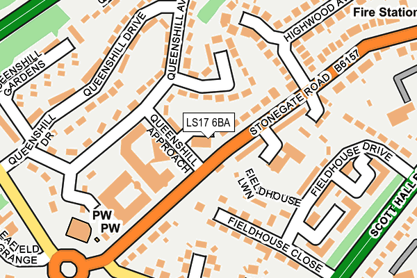 LS17 6BA map - OS OpenMap – Local (Ordnance Survey)