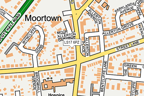 LS17 6PZ map - OS OpenMap – Local (Ordnance Survey)