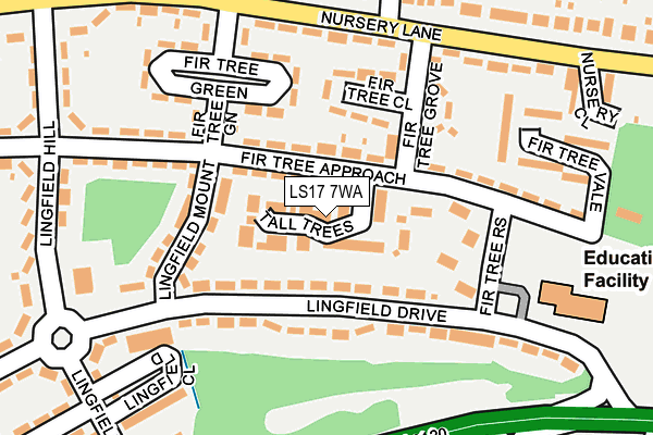 LS17 7WA map - OS OpenMap – Local (Ordnance Survey)