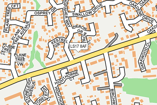 LS17 8AF map - OS OpenMap – Local (Ordnance Survey)