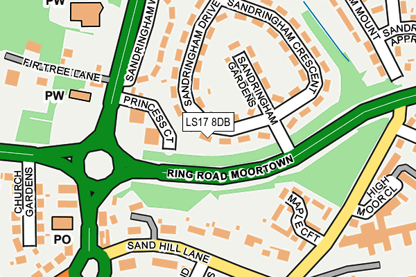 LS17 8DB map - OS OpenMap – Local (Ordnance Survey)