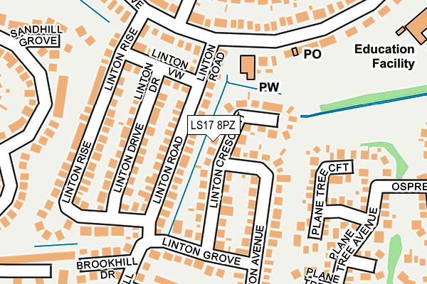 LS17 8PZ map - OS OpenMap – Local (Ordnance Survey)