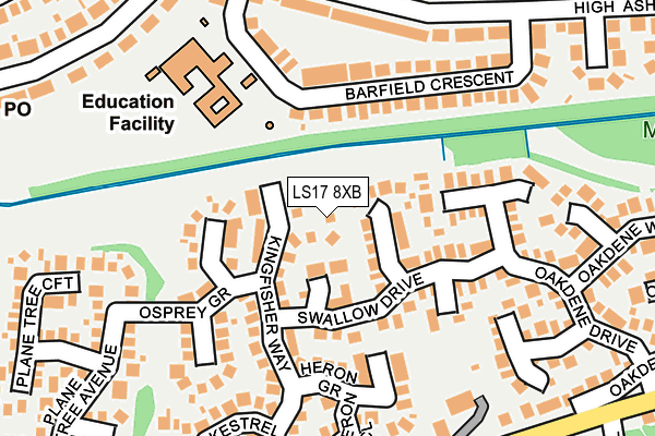 LS17 8XB map - OS OpenMap – Local (Ordnance Survey)
