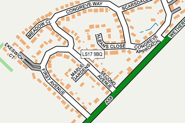 LS17 9BQ map - OS OpenMap – Local (Ordnance Survey)