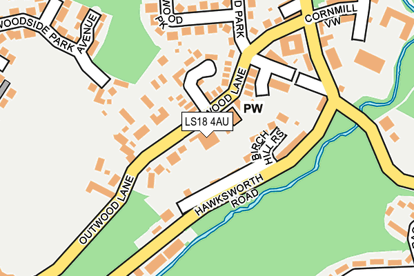 LS18 4AU map - OS OpenMap – Local (Ordnance Survey)